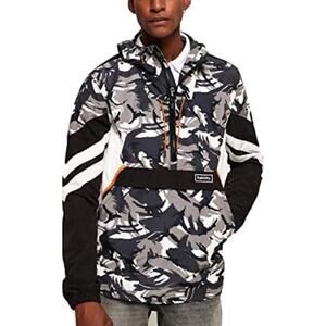 Superdry Windbreaker Men M Black White Pullover Half Zip Camo Outdoors Gorpcore